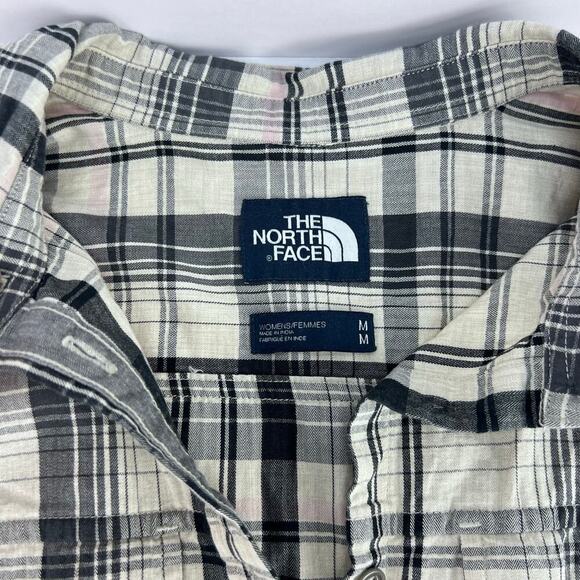 EUC The North Face Campridge Plaid Button Front Pockets Women's Shift Dress M - Picture 8 of 13